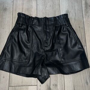Blank NYC High Waist Black Leather Shorts